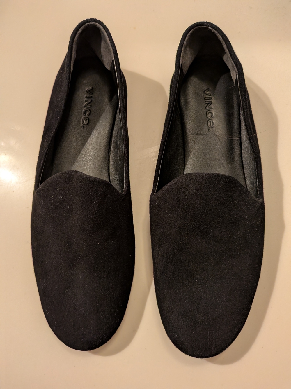 VINCE Black Suede Slip-On Smoking Loafers | US 6 EUR 36